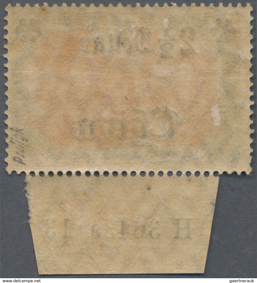 Deutsche Post In China: 1913, 2½ $ Auf 5 Mark Grünschwarz/dunkelkarmin, Friedensdruck, Ungebrauchtes - Deutsche Post In China