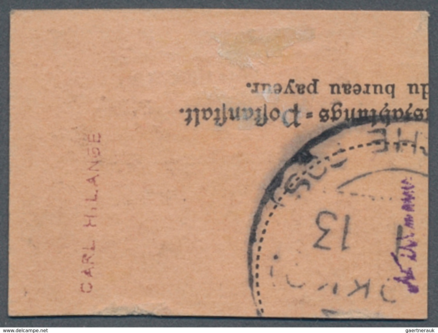 Deutsche Post In China: 1913 (16.1.), Sogn. "Ministerdruck" ("6 Pes. 25 Cts. Auf 5 Mark" Schwarz/dun - China (kantoren)