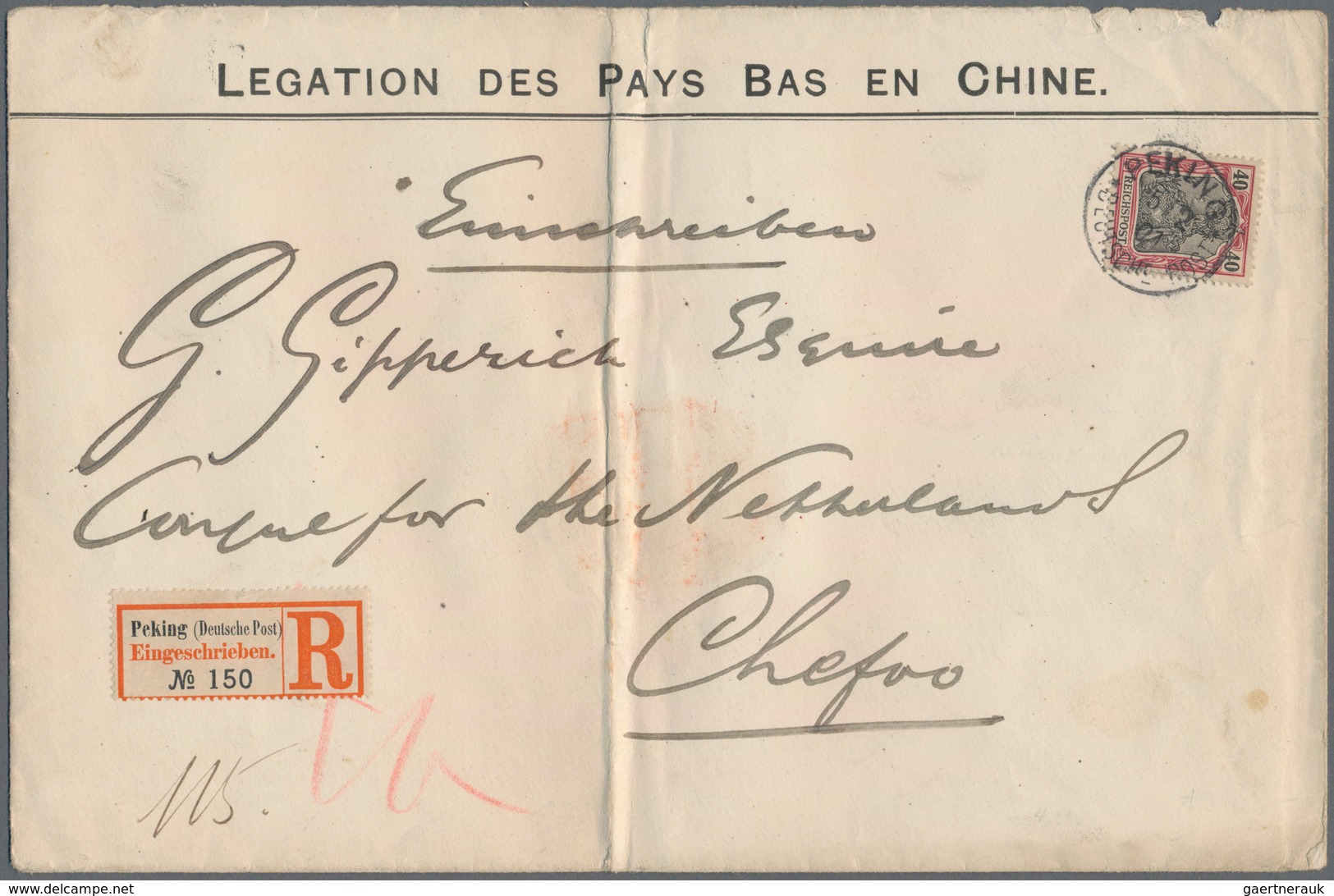 Deutsche Post In China: 1901: 40 Pf Germania Sogenannte Petschili-Ausgabe Auf Vordruckbrief "LEGATIO - Deutsche Post In China