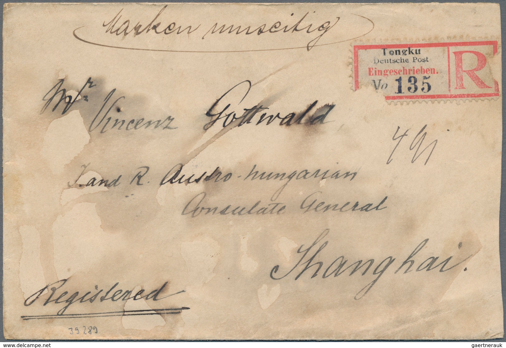 Deutsche Post In China: 1902: 5 Germania Reichspost 2 Tadellose Viererblöcke Mit Klarem Stpl. "K.D.F - China (kantoren)