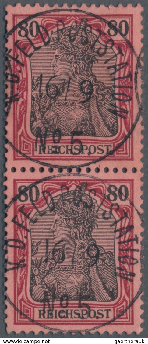 Deutsche Post In China: 1900, Boxeraufstand, Germania 80 Pfg. Im Senkrechten Paar, Entwertet Je Glas - China (offices)