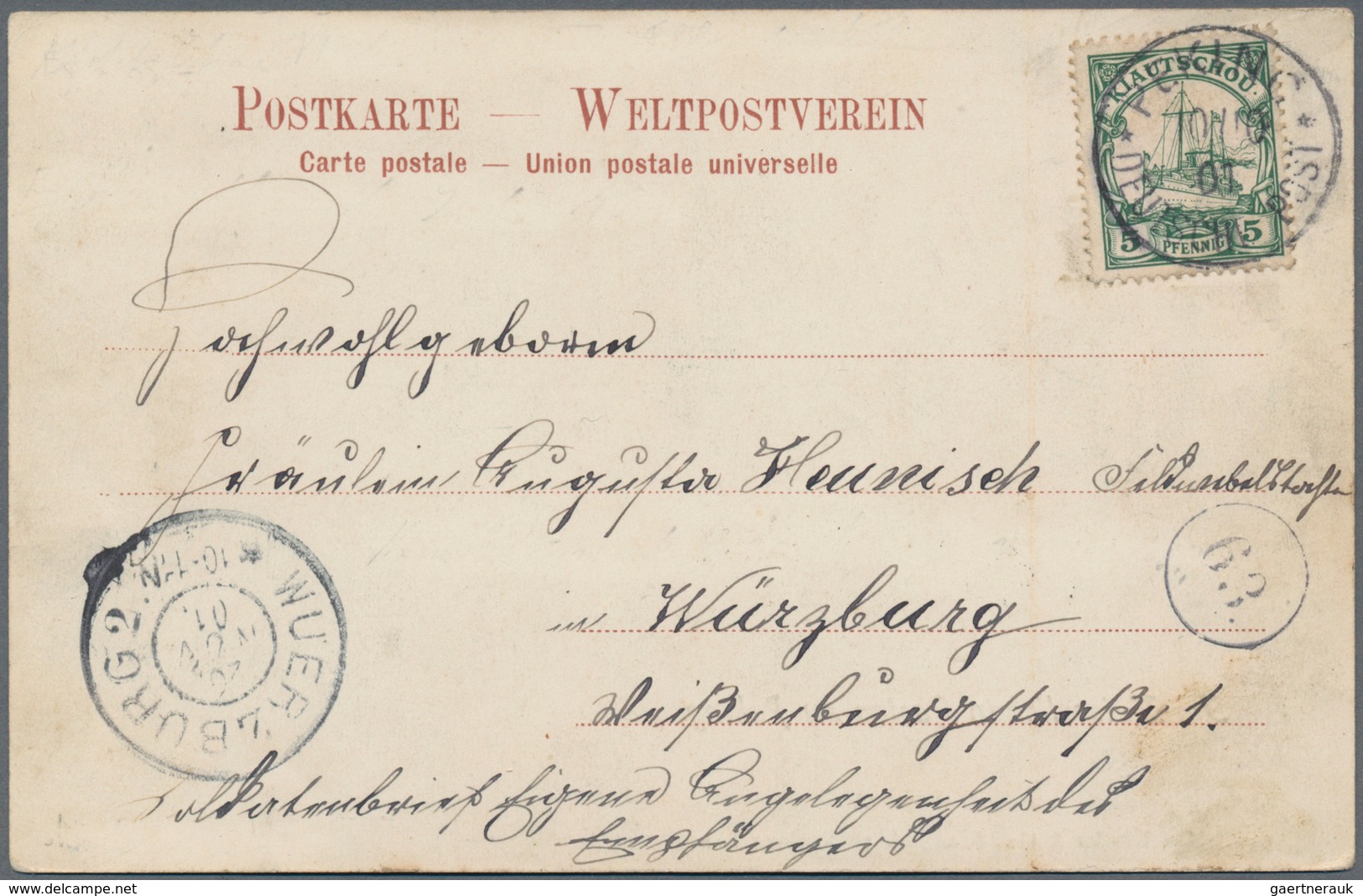 Deutsche Post In China: 1901, PETSCHILI: 5 Pf Kaiseryacht Von Kiautschou Auf Ansichtkarte "Im Kaiser - Deutsche Post In China