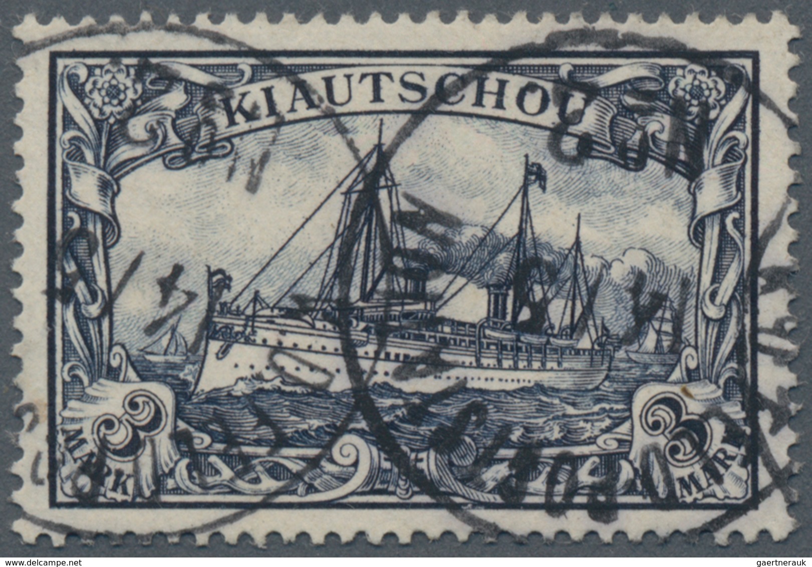 Deutsche Post In China: 1901, Petschili, Kiautschou 3 Mark Schiffszeichnung, Farbfrisch Und In Guter - Deutsche Post In China