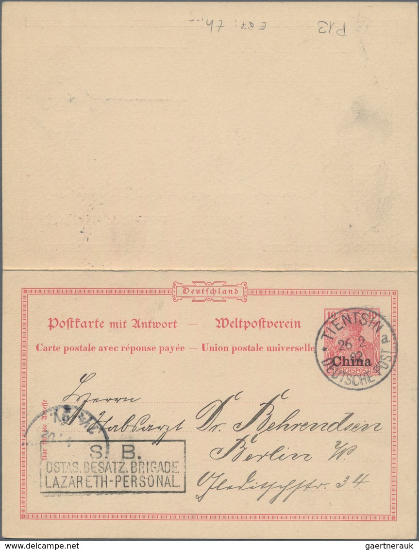 Deutsche Post In China - Ganzsachen: 1902, Gebrauchte Ganzsachenkarte Mit Bezahlter Antwort Mit Waag - China (kantoren)