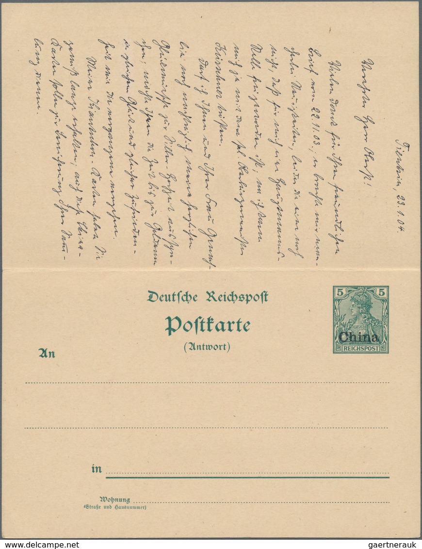 Deutsche Post In China - Ganzsachen: 1904, Bedarfs- Und Portogerecht Verwendete Ganzsachenpostkarte - China (kantoren)