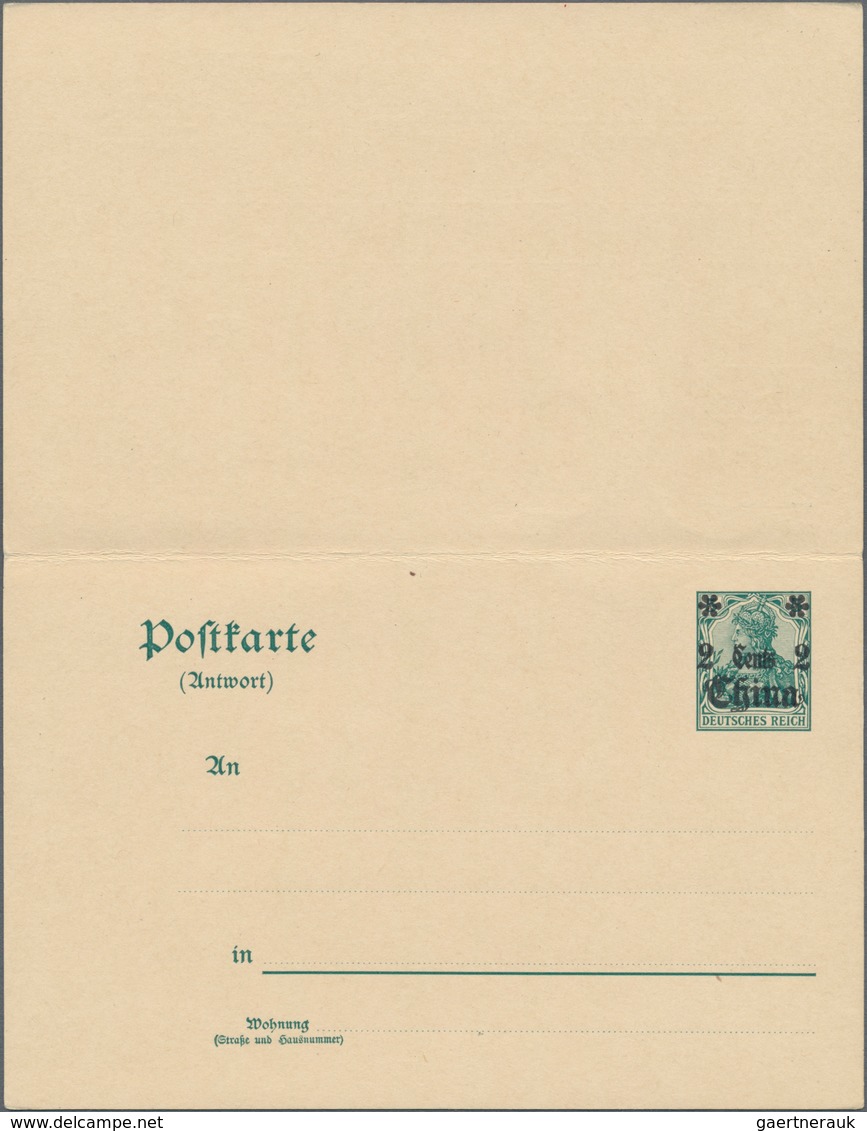 Deutsche Post In China - Ganzsachen: 1907, Mit ZF Germania 5 Pfennig Verwendete Ganzsachenpostkarte - China (kantoren)
