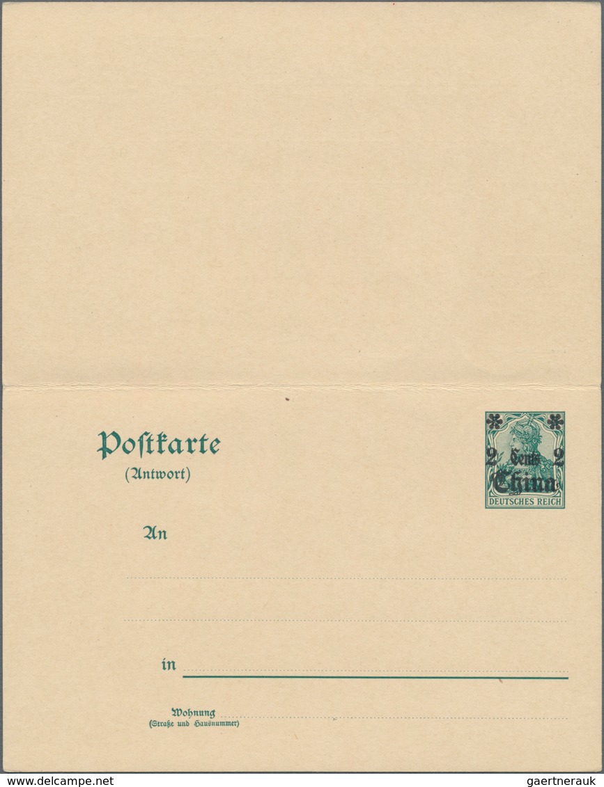 Deutsche Post In China - Ganzsachen: 1907, Mit ZF Germania 5 Pfennig Verwendete Ganzsachenpostkarte - Deutsche Post In China