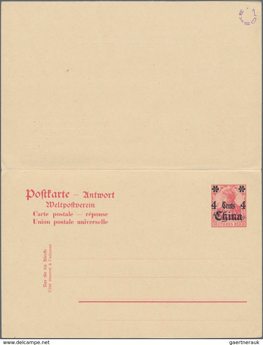 Deutsche Post In China - Ganzsachen: 1910, Gebrauchte Ganzsachenpostkarte Mit Bezahlter Antwort Und - China (kantoren)