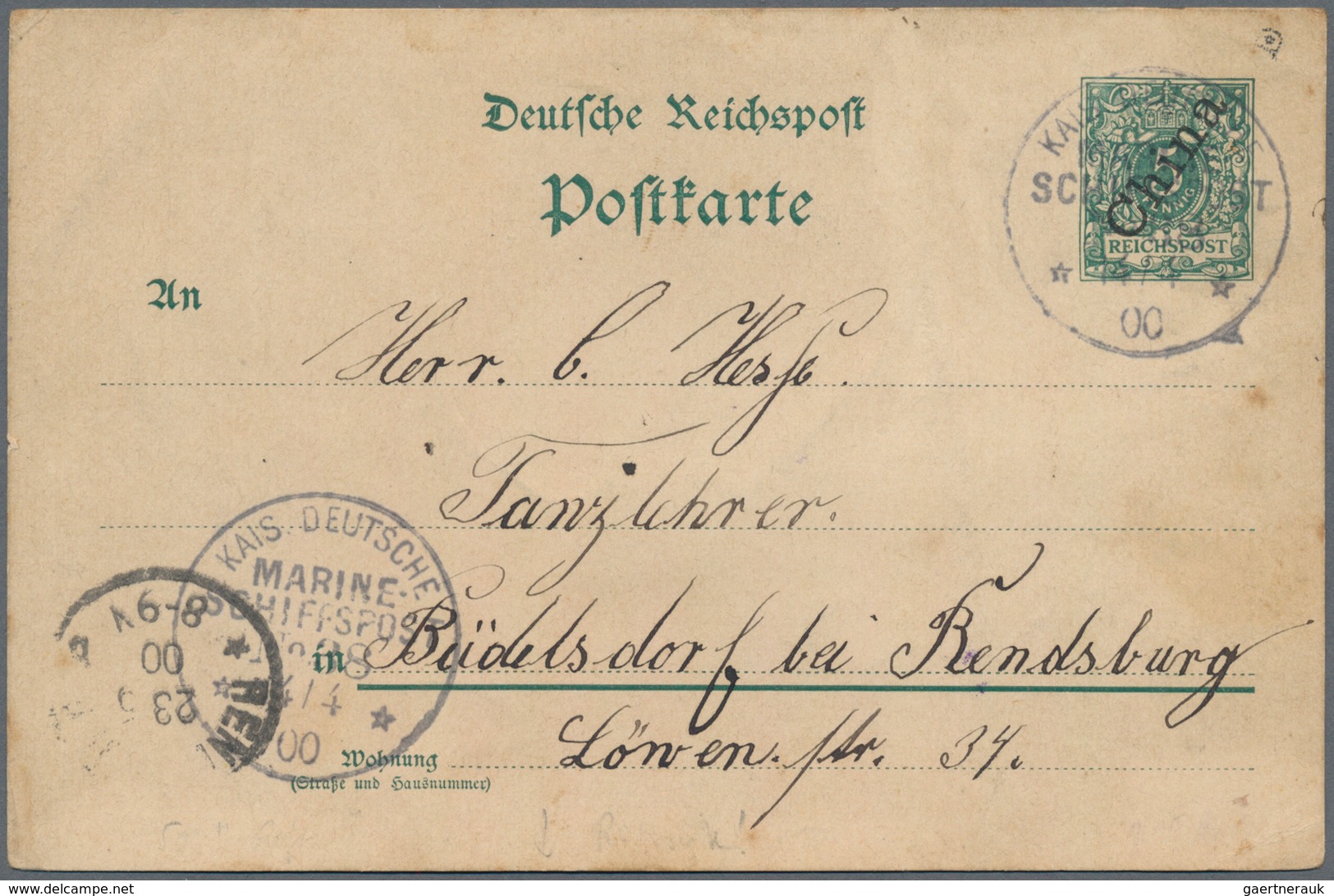 Deutsche Post In China - Stempel: 1900: "KAIS. DEUTSCHE MARINE SCHIFFSPOST No.88 14.4.00" Auf GSK 5 - China (kantoren)
