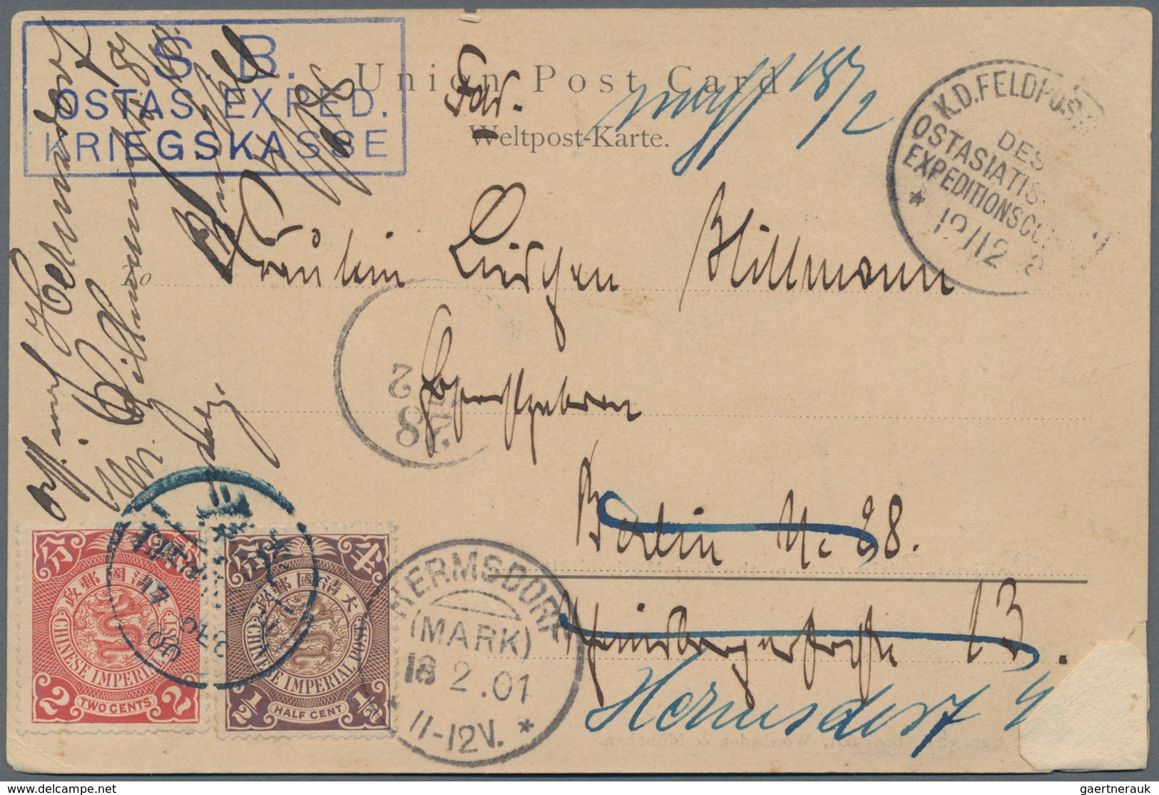 Deutsche Post In China - Stempel: 1900: "K.D.FELDPOST DES OSTASIATISCHEN EXPEDITIONSCORP" Auf Feldpo - China (offices)