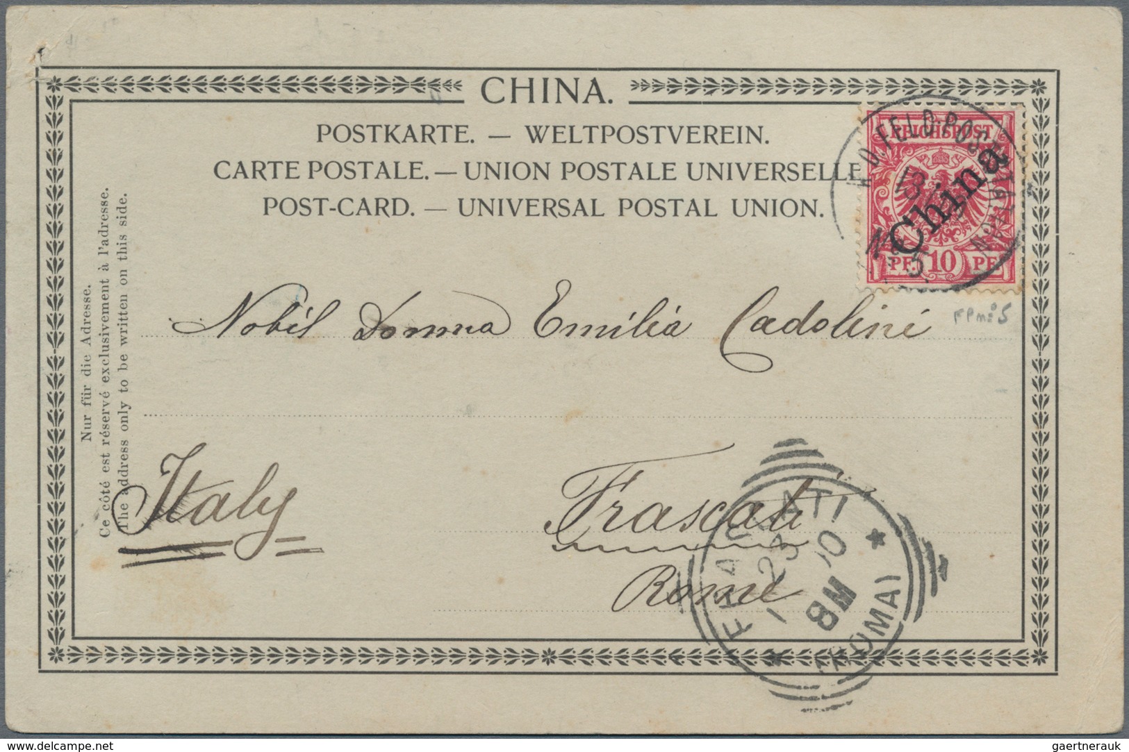 Deutsche Post In China - Stempel: 1900 (13.10.), "K.D.FELD-POSTSTATION No.5" Auf AK "Tientsin Native - China (offices)