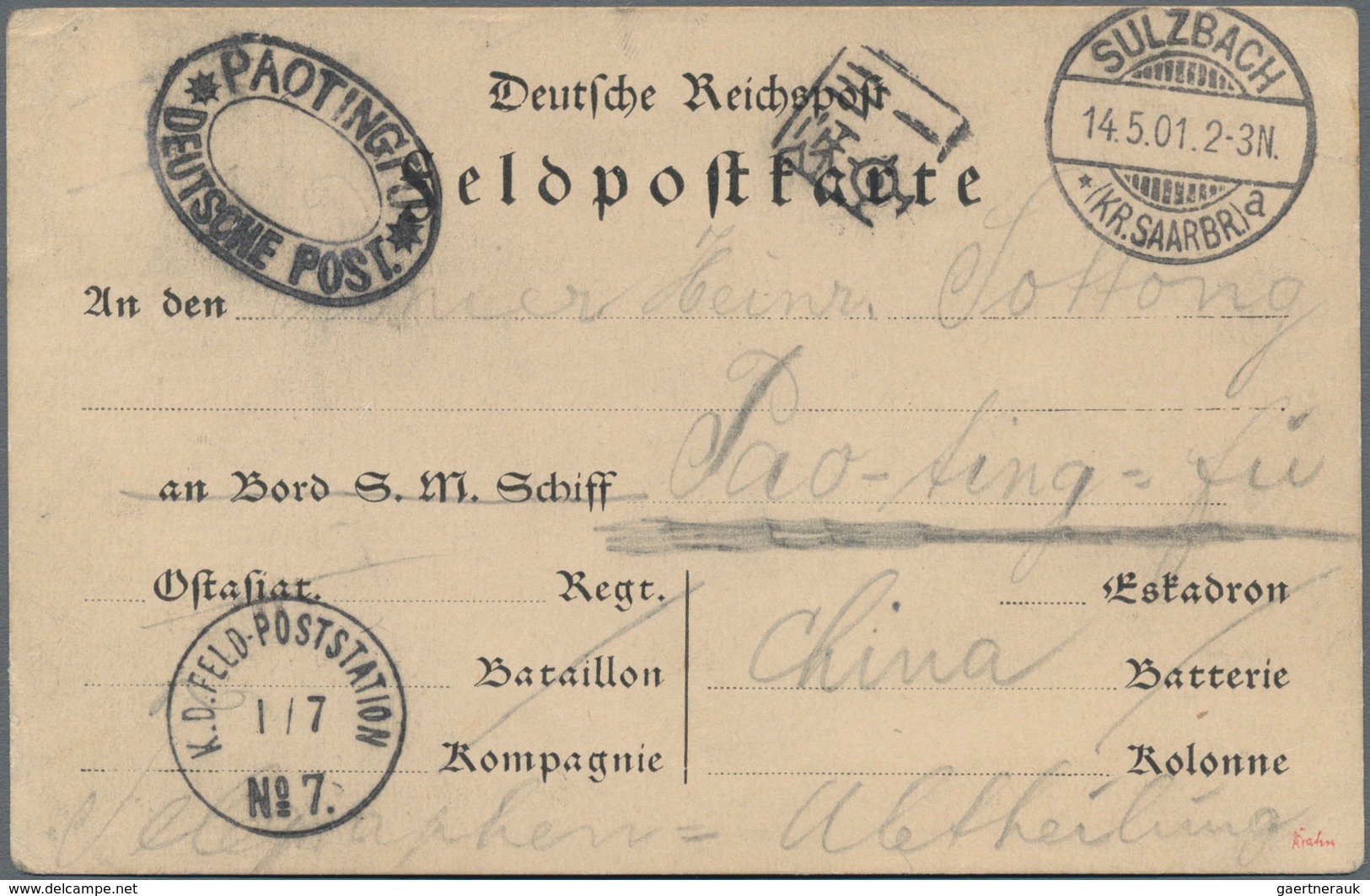 Deutsche Post In China - Stempel: 1901 (14.5.), FP-Vordruckkarte (Postverkehr Heimt-China) Mit  Beda - China (kantoren)