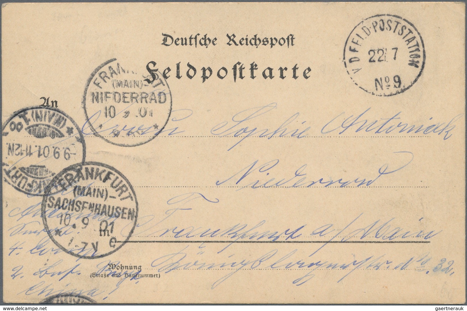 Deutsche Post In China - Stempel: 1901, Formularfeldpostkarte Von K.D. Feld-Poststation Nr. 9 In Pei - China (offices)
