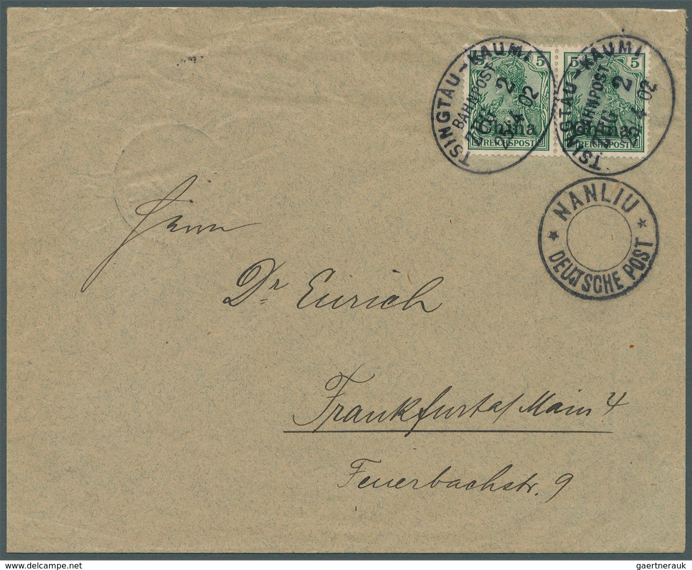 Deutsche Post In China - Stempel: 1902: "NANLIU DP", DKr.-Stempel Sehr Klar Als Nebenstempel Auf Bri - Deutsche Post In China