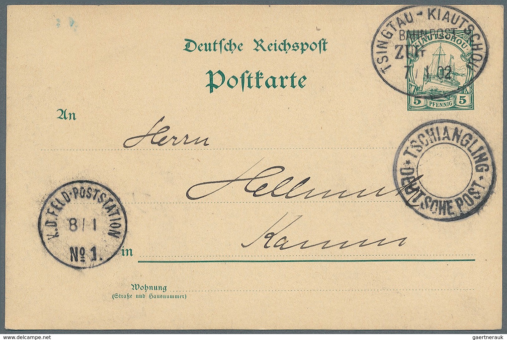 Deutsche Post In China - Stempel: 1902: "TSCHIANGLING / DEUTSCHE POST", Klarer K2 Ohne Datum Neben B - Deutsche Post In China