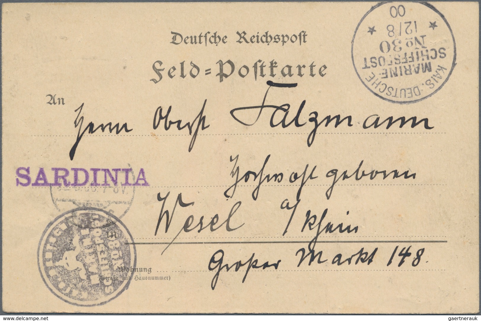 Deutsche Post In China - Besonderheiten: 1900 (112.8.), "KAIS. DEUTSCHE MARINE-SCHIFFSPOST No. 30" ( - China (kantoren)