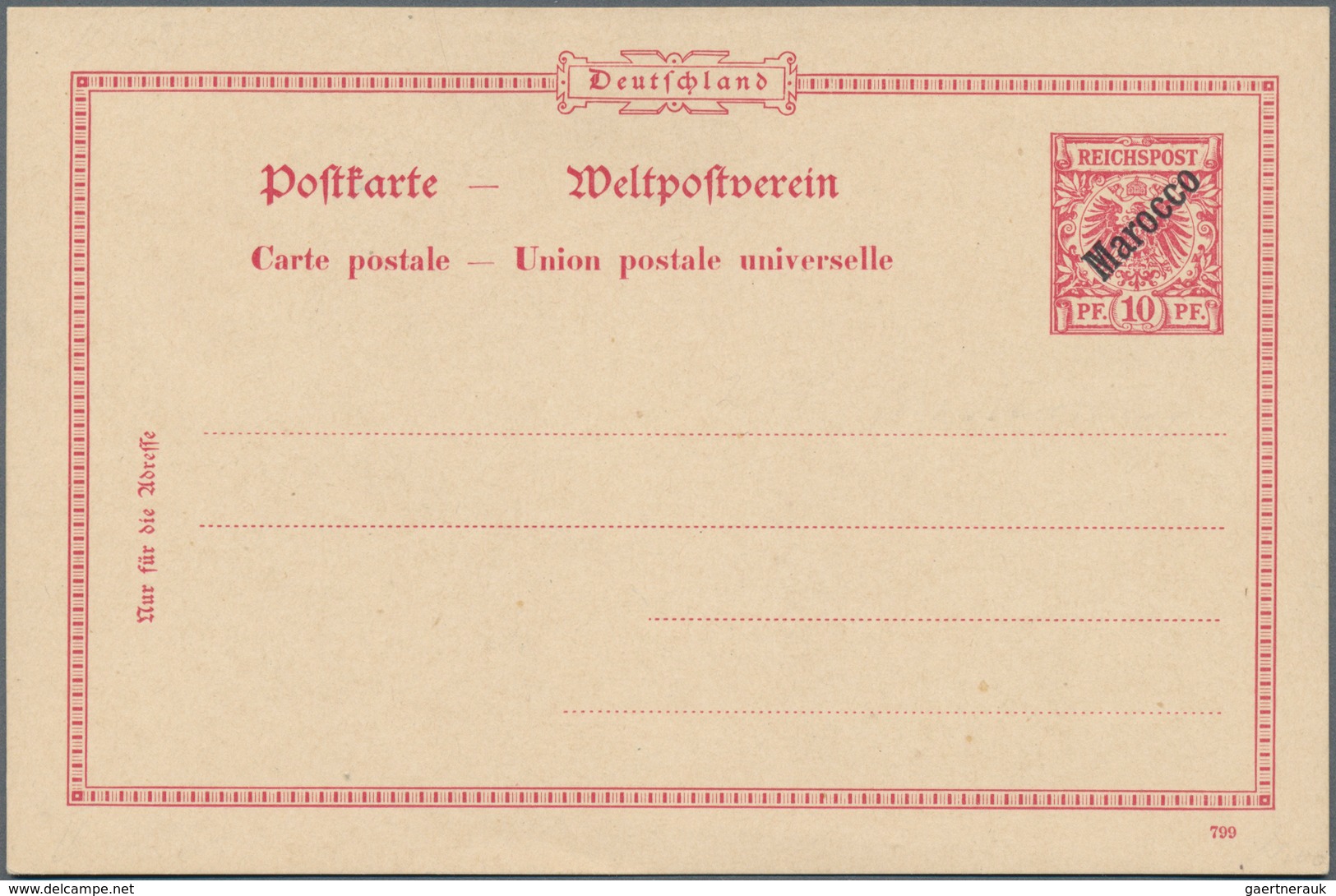 Deutsche Post In Marokko - Ganzsachen: 1899, Vier Verschiedene Ungebrauchte Ganzsachenkarten (davon - Morocco (offices)