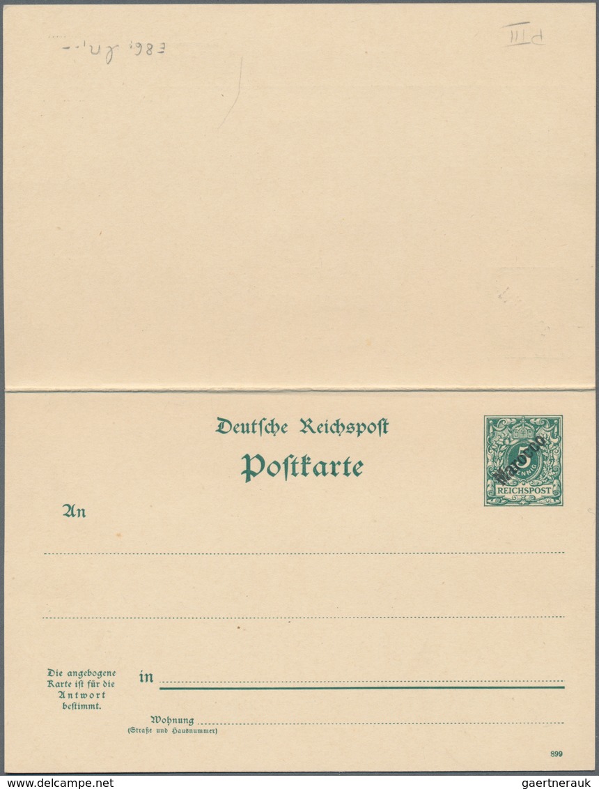 Deutsche Post In Marokko - Ganzsachen: 1899, Vier Verschiedene Ungebrauchte Ganzsachenkarten (davon - Deutsche Post In Marokko