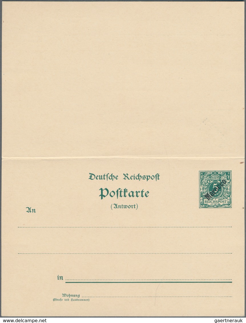 Deutsche Post in Marokko - Ganzsachen: 1899, vier verschiedene ungebrauchte Ganzsachenkarten (davon