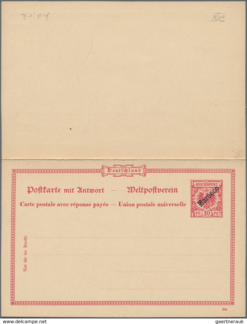 Deutsche Post in Marokko - Ganzsachen: 1899, vier verschiedene ungebrauchte Ganzsachenkarten (davon