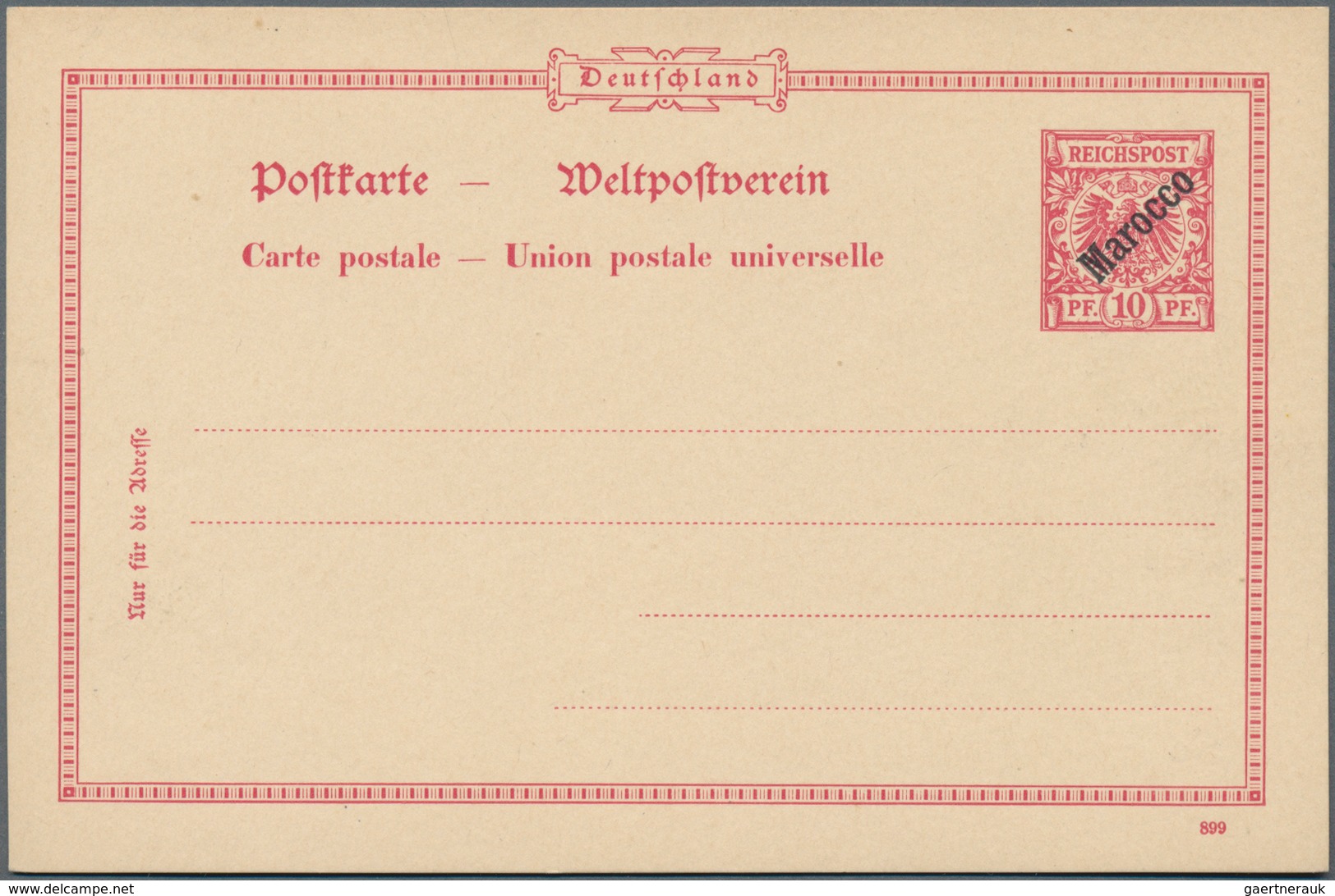 Deutsche Post In Marokko - Ganzsachen: 1899, Vier Verschiedene Ungebrauchte Ganzsachenkarten (davon - Marokko (kantoren)