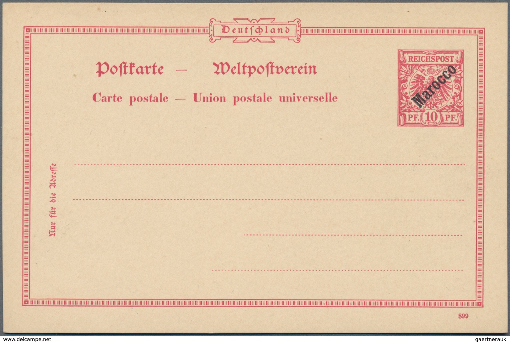 Deutsche Post In Marokko - Ganzsachen: 1899, Vier Verschiedene Ungebrauchte Ganzsachenkarten (davon - Morocco (offices)