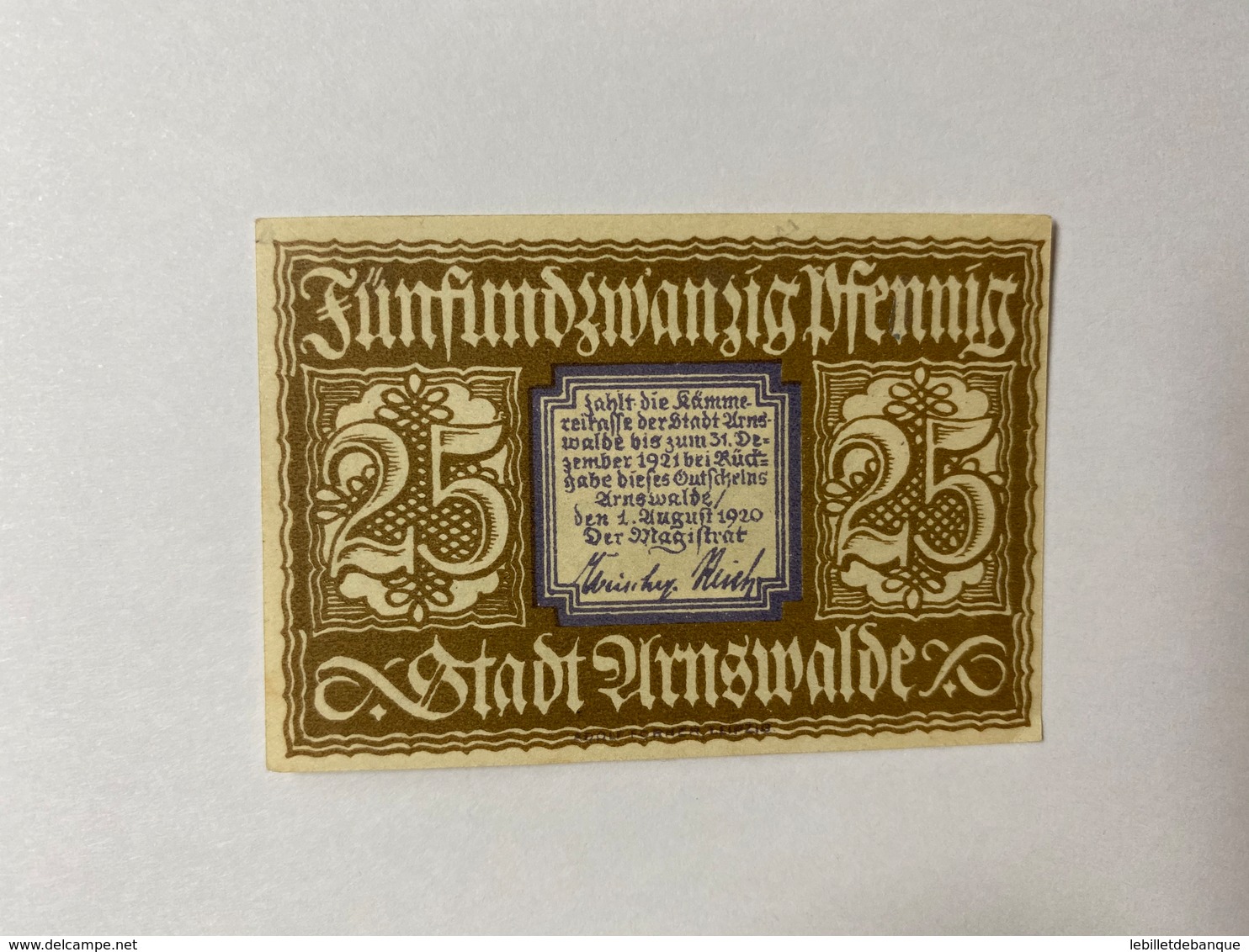 Allemagne Notgeld Arnswalde 25 Pfennig - Collections