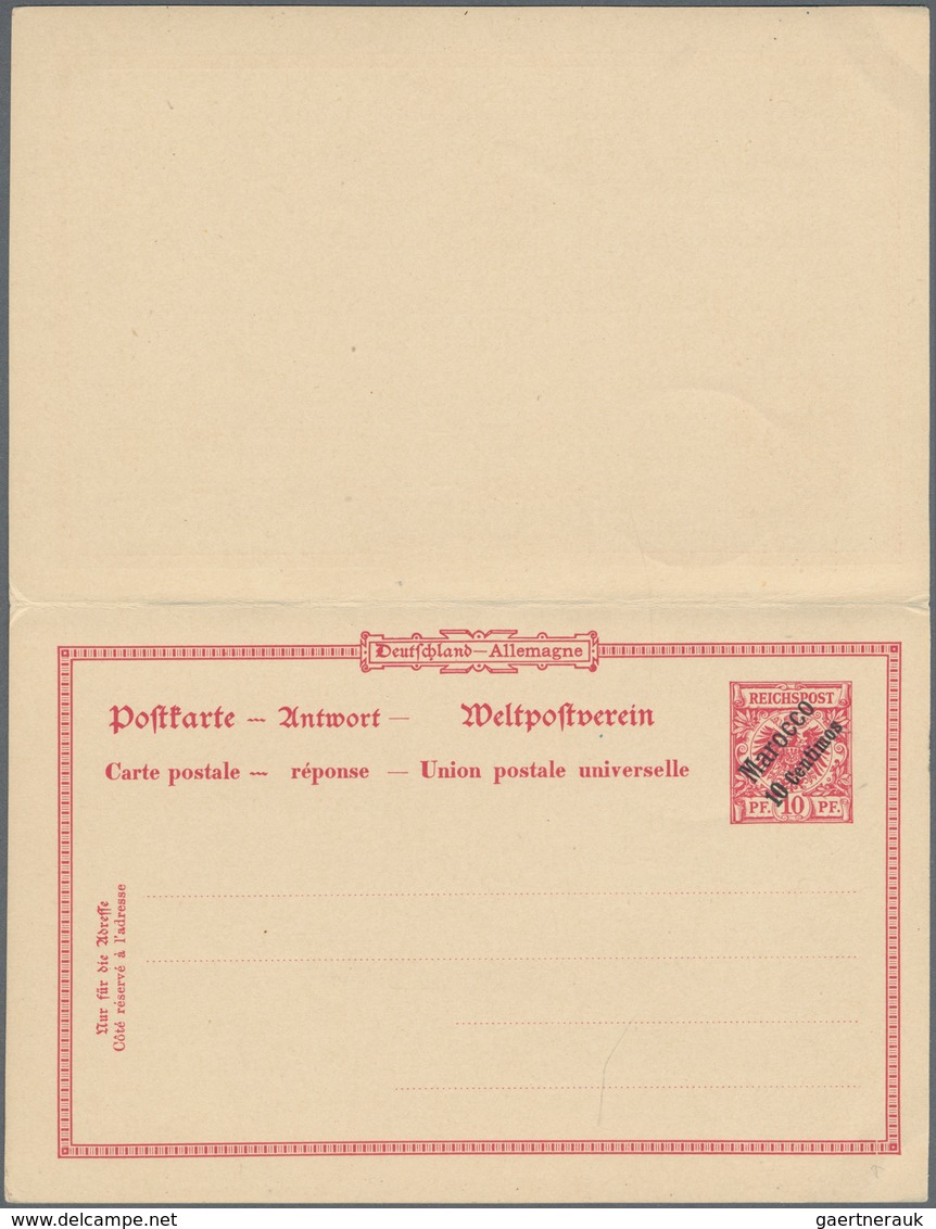 Deutsche Post In Marokko - Ganzsachen: 1900, Gebrauchte Ganzsachenkarte Mit Bezahlter Antwort Mit Sc - Morocco (offices)