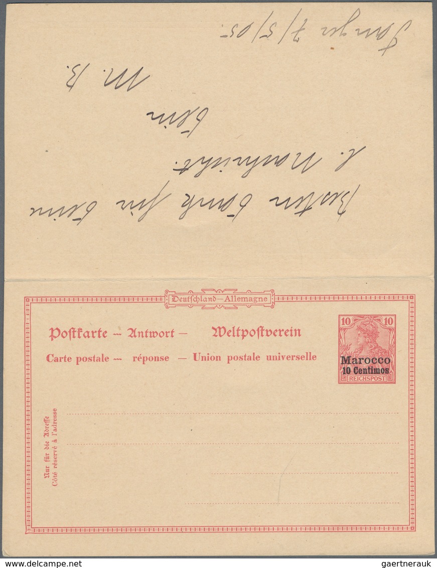 Deutsche Post In Marokko - Ganzsachen: 1904/05, Zwei Gebrauchte Ganzsachenpostkarten, Einmal Mit Bez - Deutsche Post In Marokko