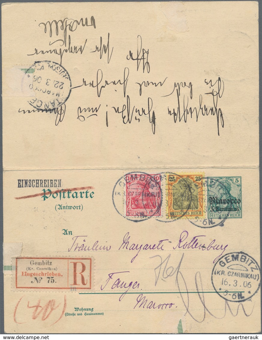 Deutsche Post In Marokko - Ganzsachen: 1906, Doppelt In Beide Richtungen Bedarfs- Und Portogerecht J - Morocco (offices)