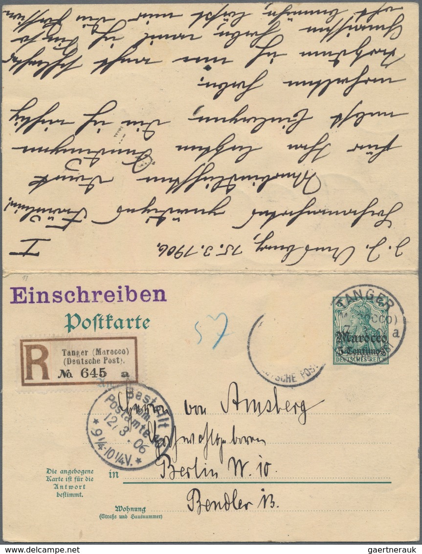 Deutsche Post In Marokko - Ganzsachen: 1906, Doppelt In Beide Richtungen Bedarfs- Und Portogerecht J - Morocco (offices)