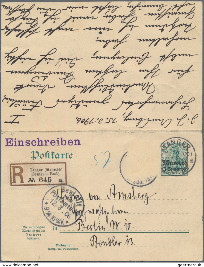 Deutsche Post In Marokko - Ganzsachen: 1906, Doppelt In Beide Richtungen Bedarfs- Und Portogerecht J - Deutsche Post In Marokko