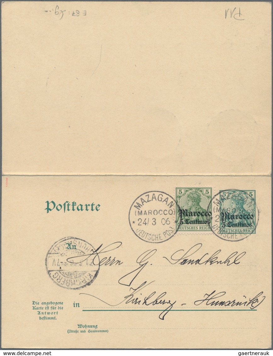 Deutsche Post In Marokko - Ganzsachen: 1906/10, Zwei Gebrauchte Ganzsachenpostkarten Jeweils Mit Bez - Marokko (kantoren)