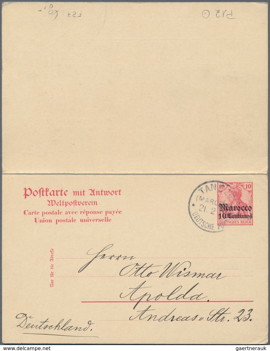 Deutsche Post In Marokko - Ganzsachen: 1906/10, Zwei Gebrauchte Ganzsachenpostkarten Jeweils Mit Bez - Marokko (kantoren)