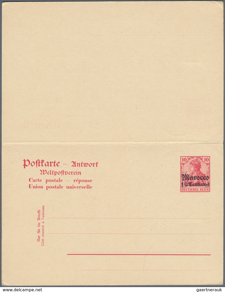 Deutsche Post In Marokko - Ganzsachen: 1906/10, Zwei Gebrauchte Ganzsachenpostkarten Jeweils Mit Bez - Morocco (offices)