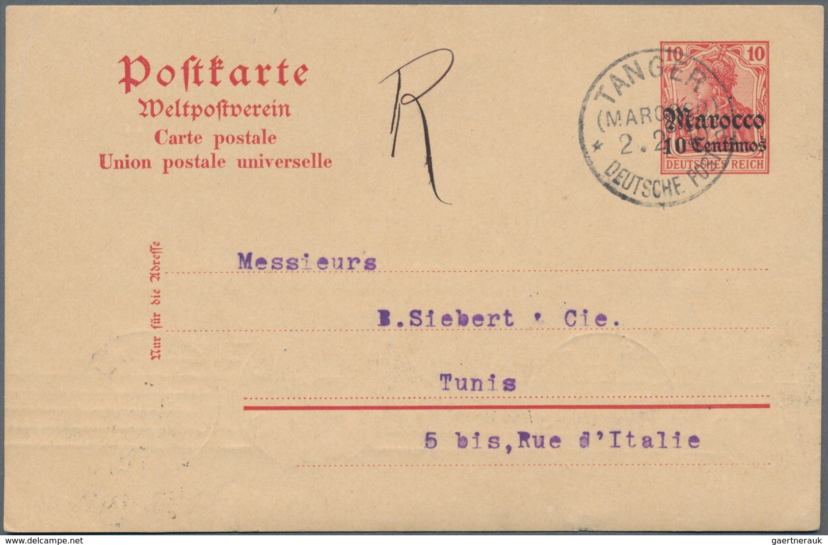 Deutsche Post In Marokko - Ganzsachen: 1907/10, Zwei Bedarfs- Und Portogerecht Gebrauchte Ganzsachen - Marokko (kantoren)