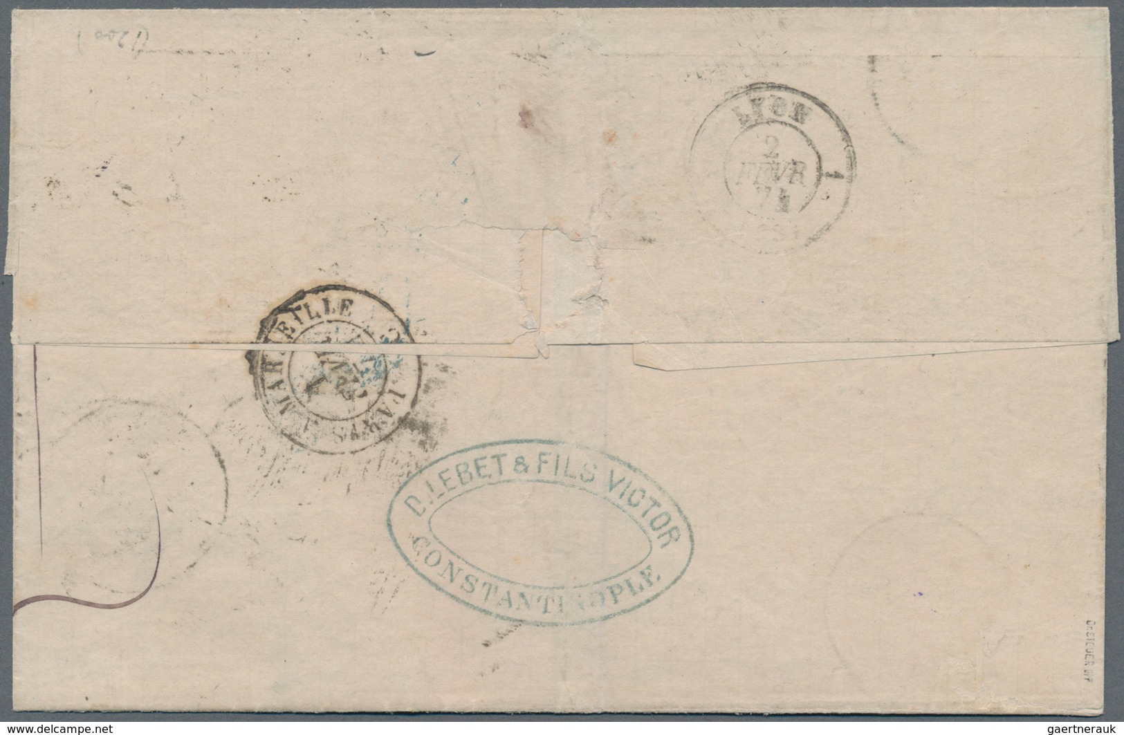 Deutsche Post In Der Türkei - Vorläufer: 1872, Großer Schild 2x ¼ Gr. Blaßviolett, 2 Gr. Blau Und 2½ - Turkse Rijk (kantoren)