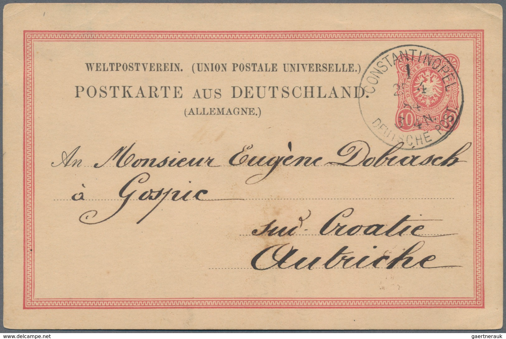 Deutsche Post In Der Türkei - Vorläufer: 1884/1886, 3x 10 Pf Ganzsachenkarten Je Mit K1 Constantinop - Turkse Rijk (kantoren)