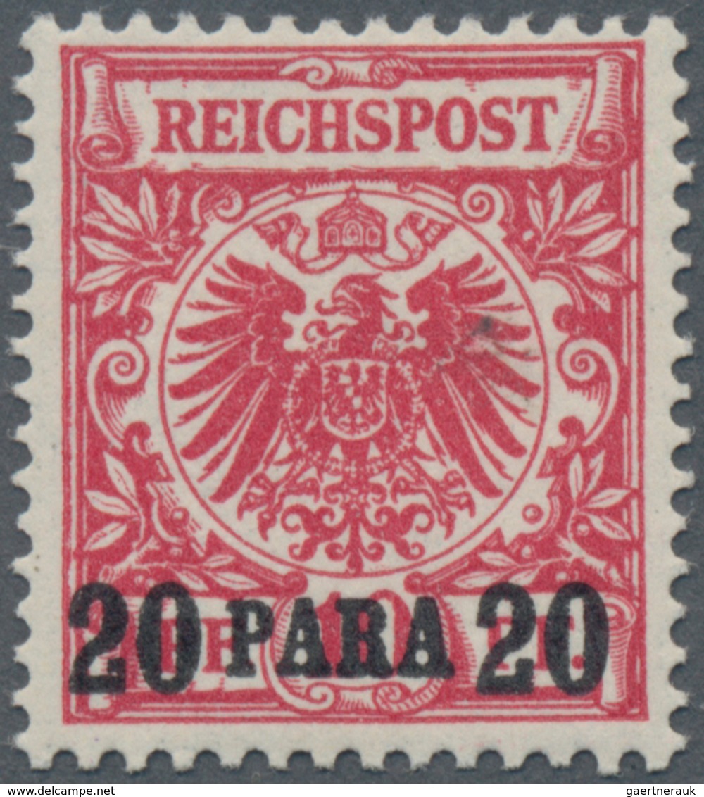 Deutsche Post In Der Türkei: 1899, Freimarke Krone/ Adler, 20 PA Auf 10 Pf Mit Echtem Aufdruck, Dunk - Turkse Rijk (kantoren)