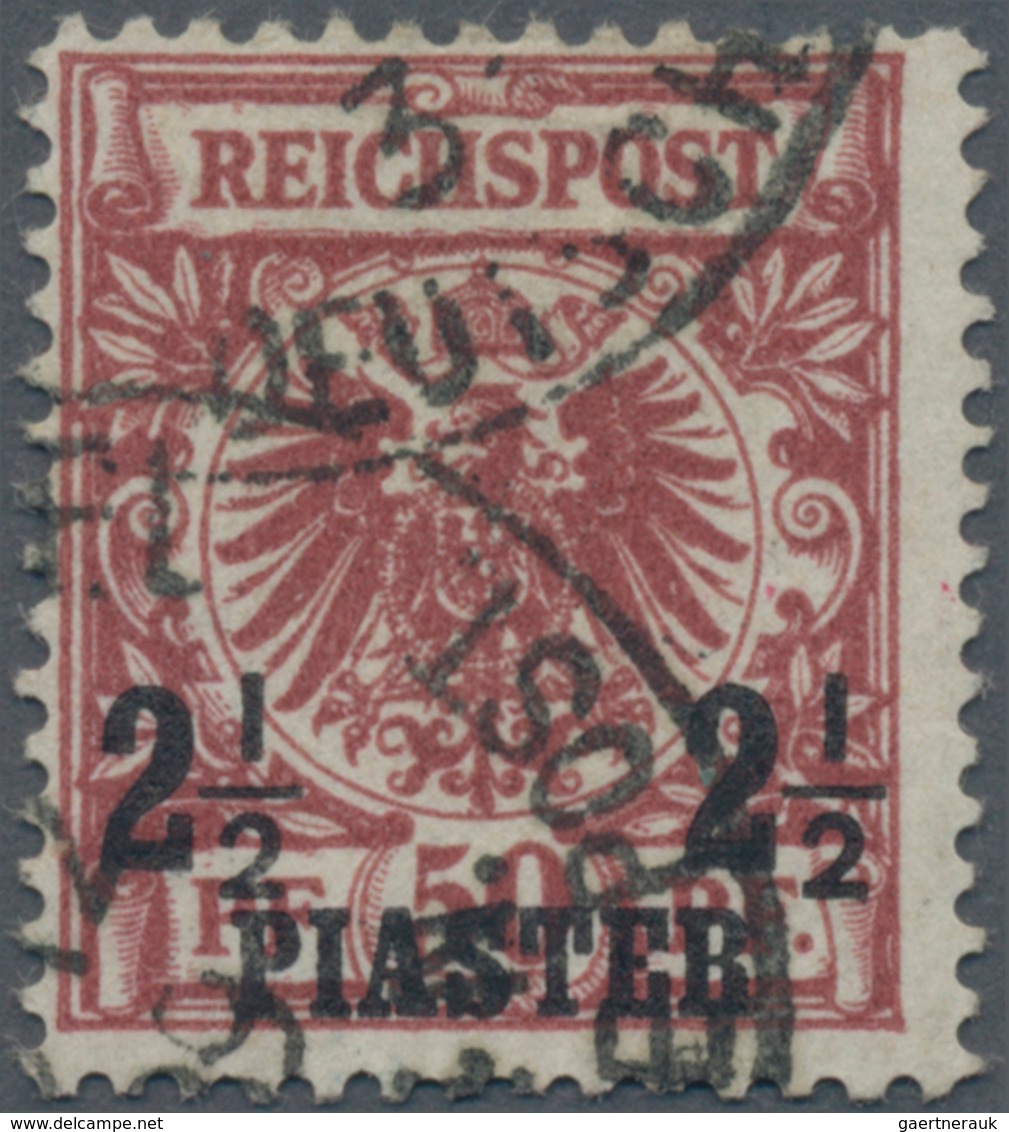 Deutsche Post In Der Türkei: 1889, 2 1/2 Pia Auf 50 Pf Bräunlichrot Krone/Adler Entwertet Mit K1 Con - Turkse Rijk (kantoren)