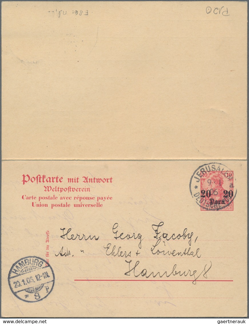 Deutsche Post In Der Türkei - Ganzsachen: 1906, Drei Gebrauchte Ganzsachenpostkarten Mit Bezahlter A - Deutsche Post In Der Türkei