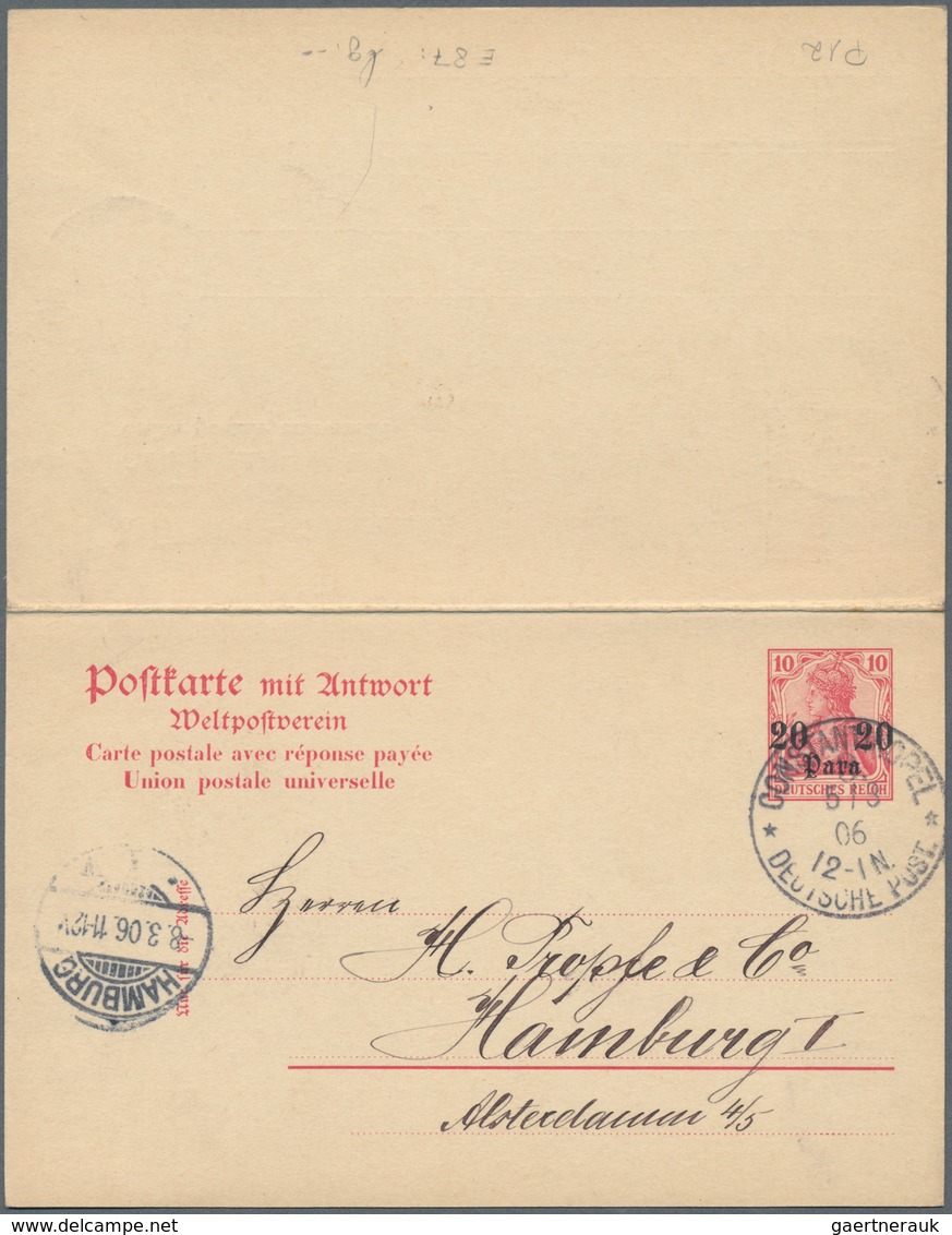 Deutsche Post In Der Türkei - Ganzsachen: 1906, Drei Gebrauchte Ganzsachenpostkarten Mit Bezahlter A - Turkse Rijk (kantoren)