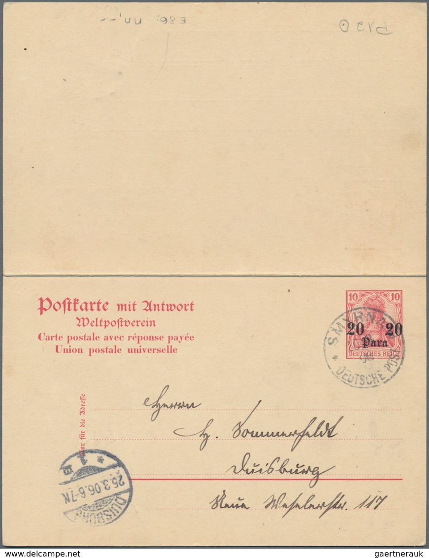 Deutsche Post In Der Türkei - Ganzsachen: 1906, Drei Gebrauchte Ganzsachenpostkarten Mit Bezahlter A - Turkse Rijk (kantoren)