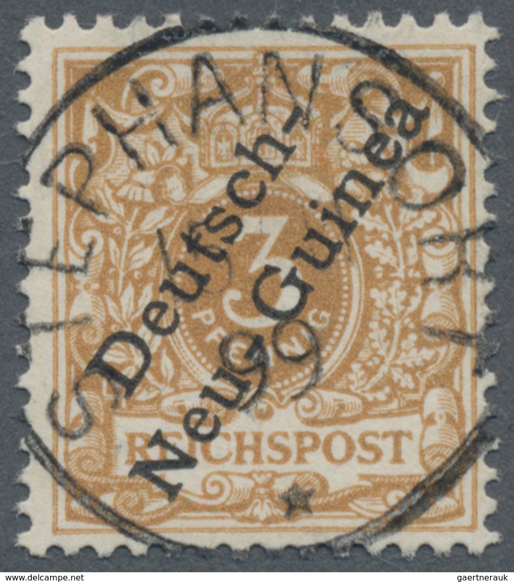 Deutsch-Neuguinea: 1899, 3 Pf. Krone/Adler, In Der Seltenen Farbe Hellocker, Mit Zentrischem Stempel - German New Guinea