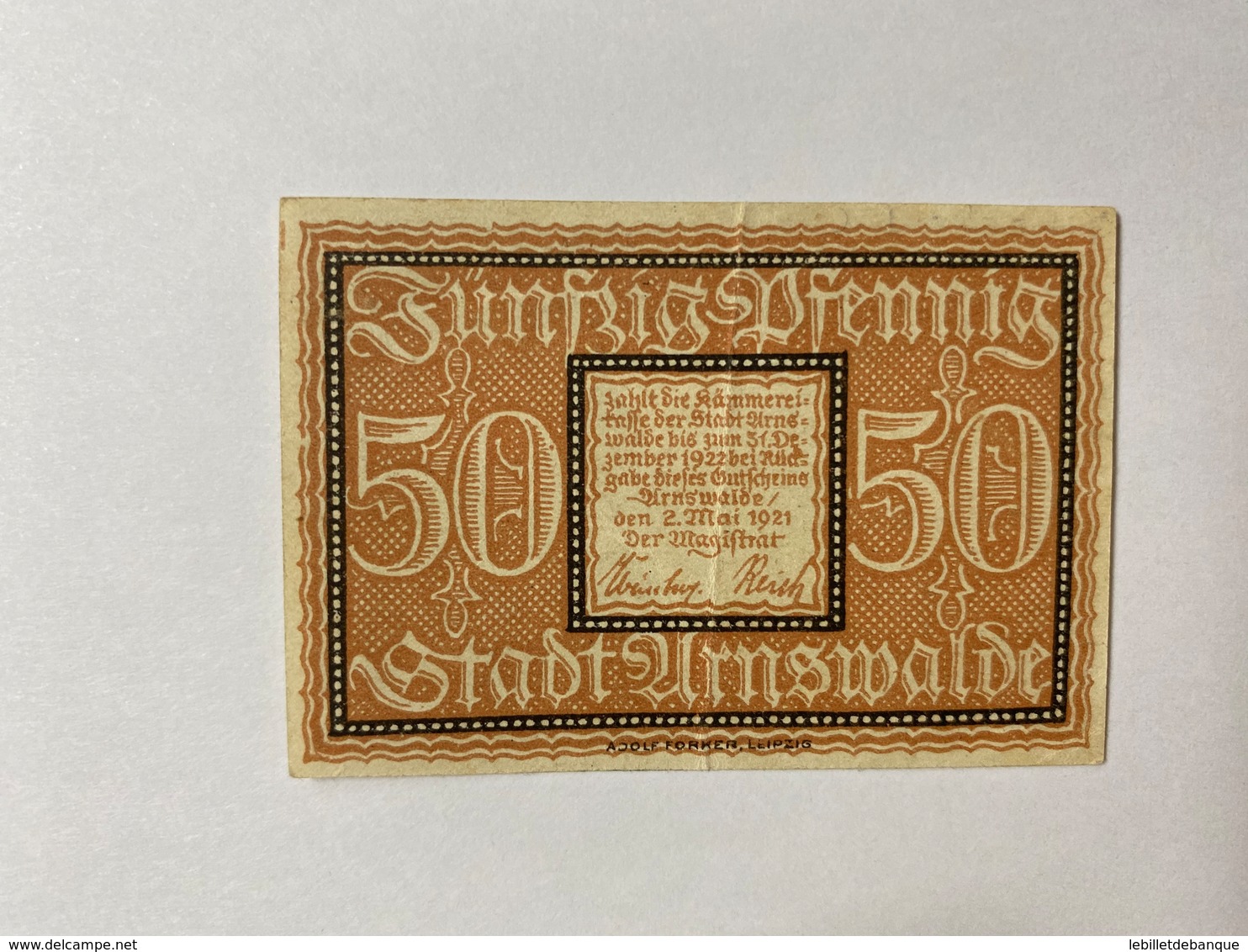 Allemagne Notgeld Arnswalde 50 Pfennig - Collections