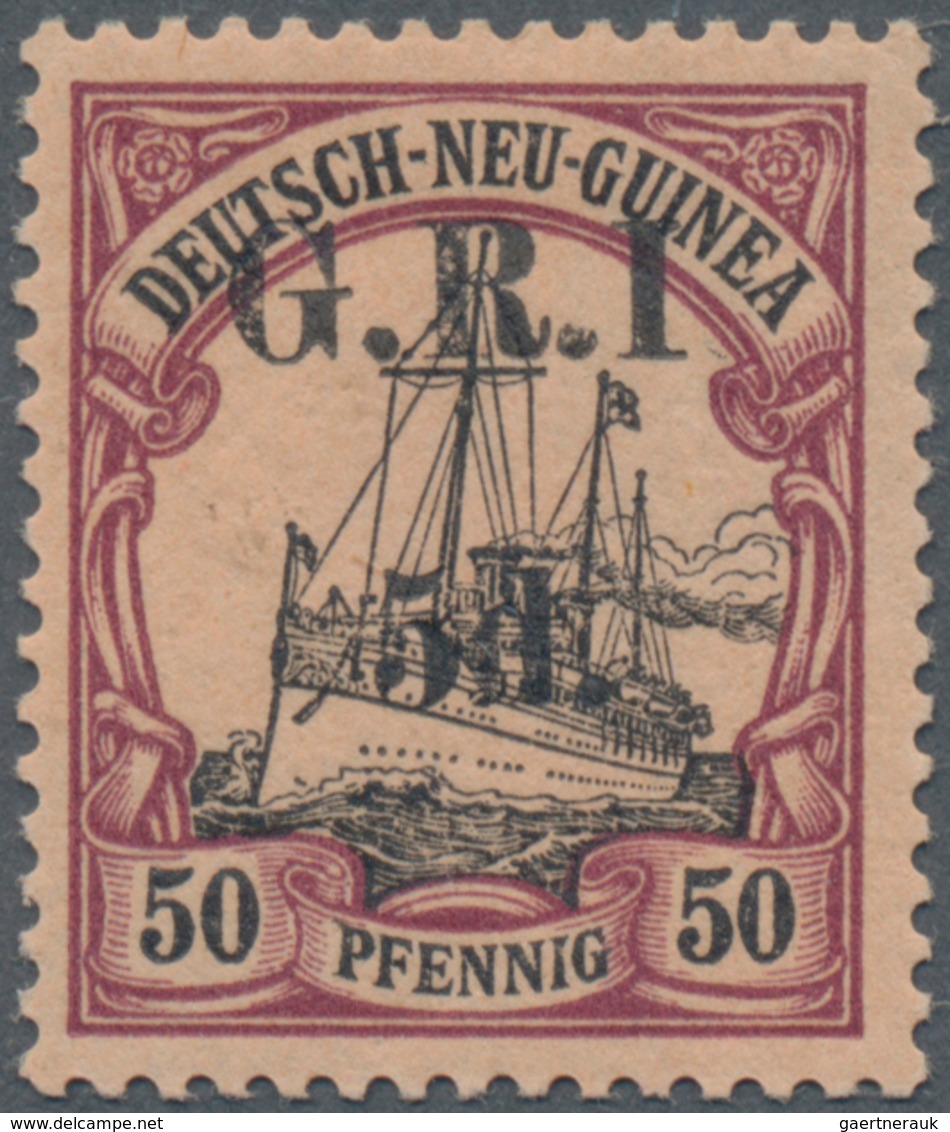 Deutsch-Neuguinea - Britische Besetzung: 1914/1915, 5d. Auf 50 Pfg. Bräunlichlila/schwarz Auf Brauno - German New Guinea