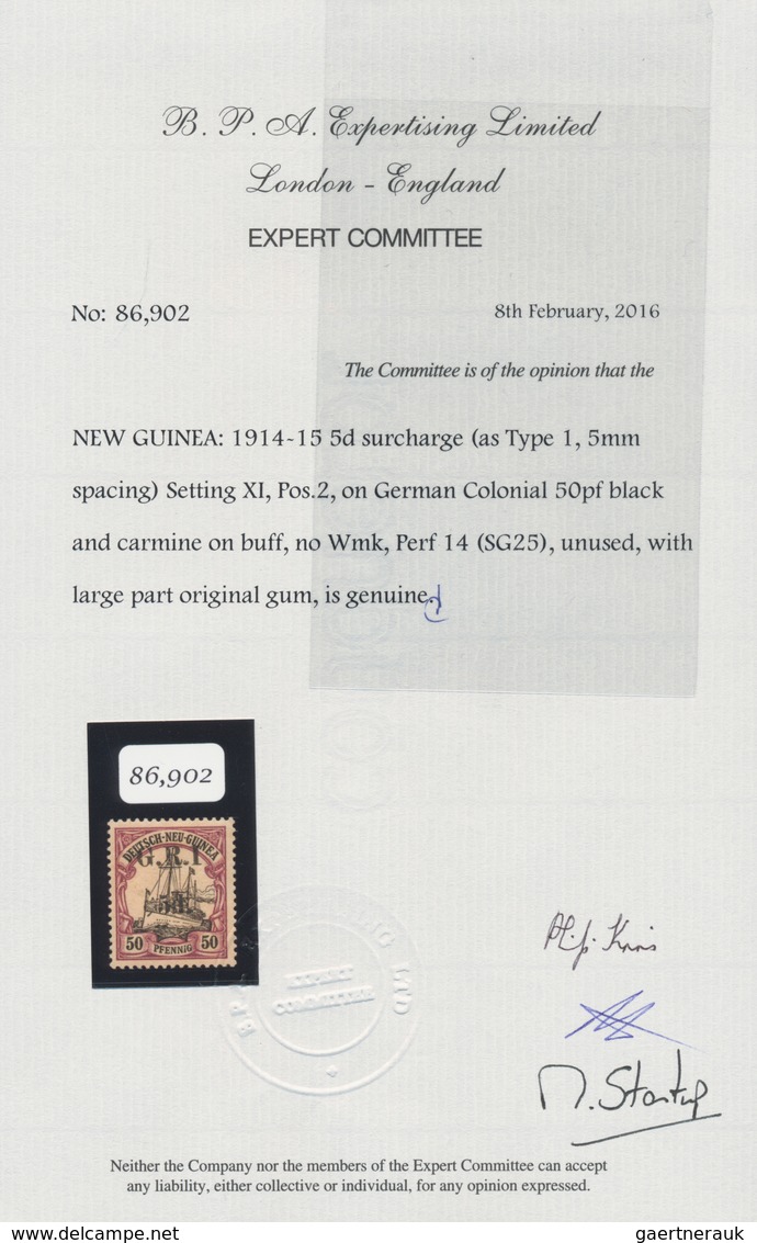 Deutsch-Neuguinea - Britische Besetzung: 1914/1915, 5d. Auf 50 Pfg. Bräunlichlila/schwarz Auf Brauno - German New Guinea