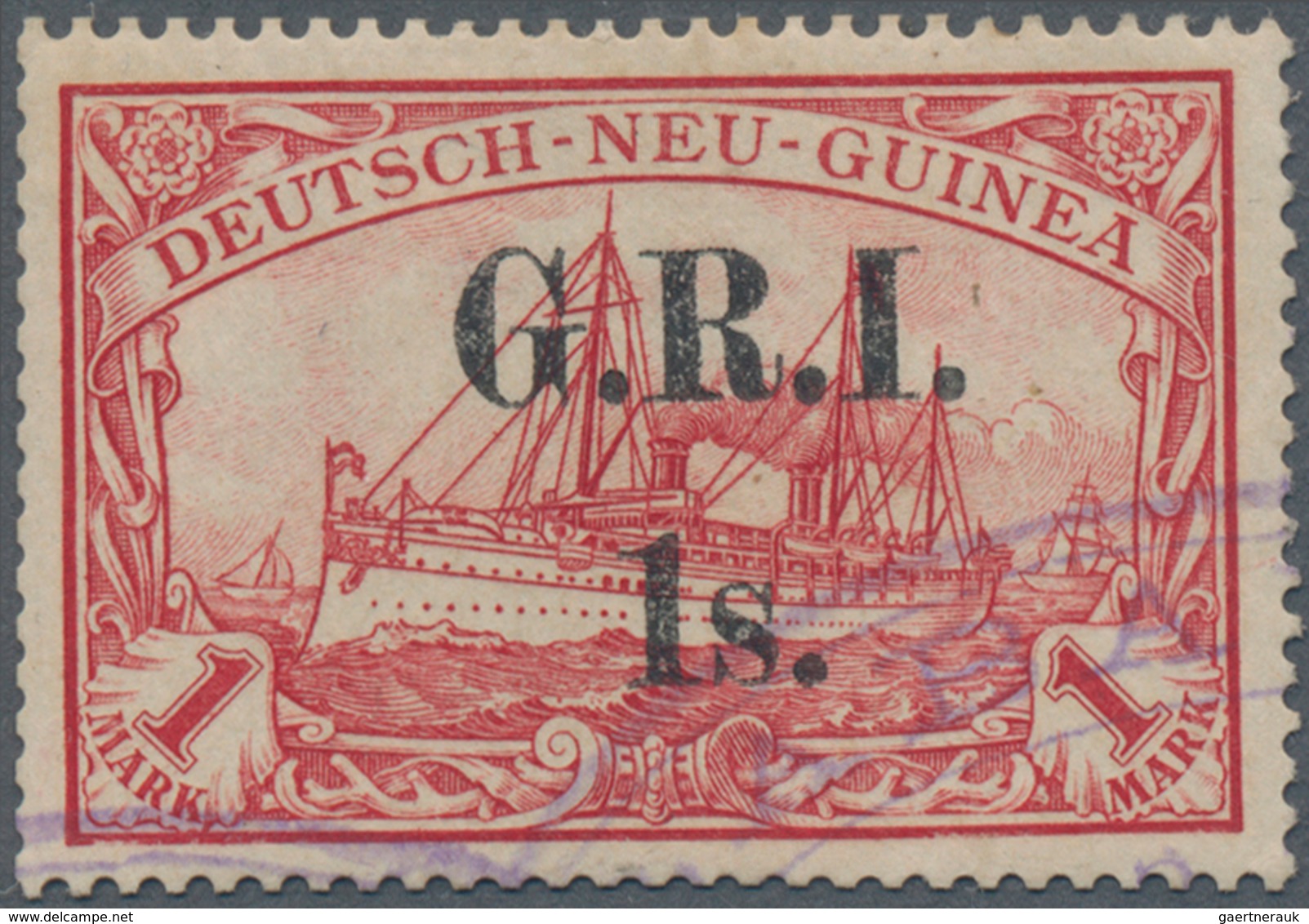 Deutsch-Neuguinea - Britische Besetzung: 1914/1915, 1s. Auf 1 Mark Rot, Enger Aufdruck, Farbfrisches - German New Guinea