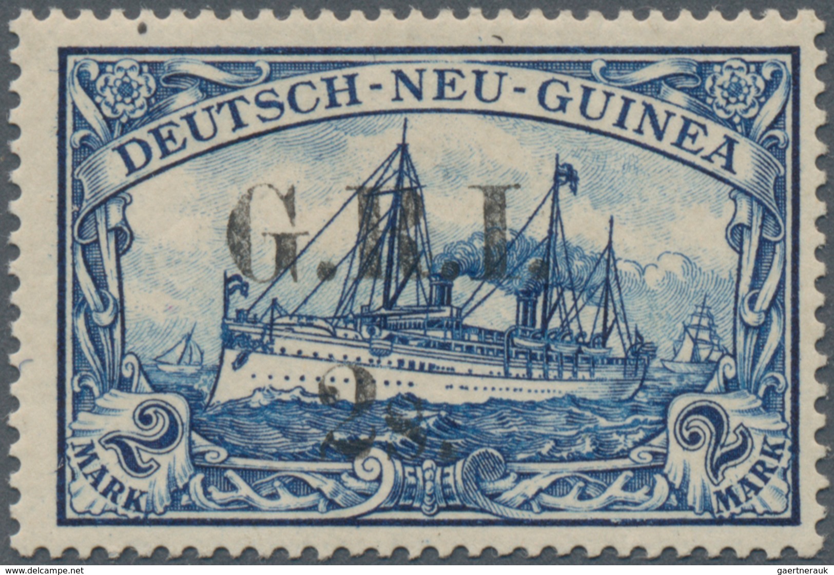 Deutsch-Neuguinea - Britische Besetzung: 1914/1915, 2s. Auf 2 Mark Blau, Enger Aufdruck, Farbfrische - German New Guinea