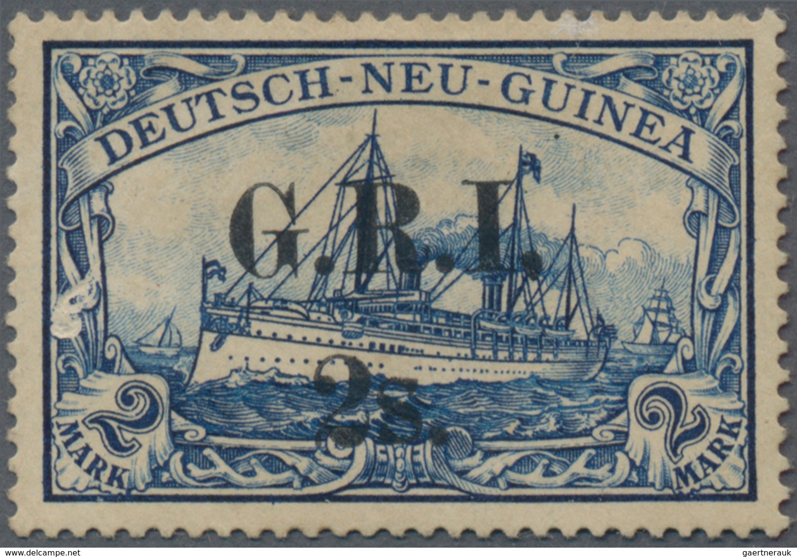 Deutsch-Neuguinea - Britische Besetzung: 1914/1915, 2s. Auf 2 Mark Blau, Enger Aufdruck, Mit Abart " - Deutsch-Neuguinea